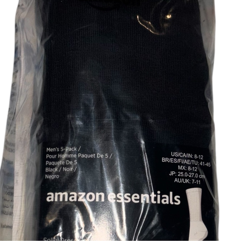Amazon Essentials Men's Black Socks Pack